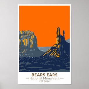 Bears Ears National Monument Utah Vintage på svens Poster