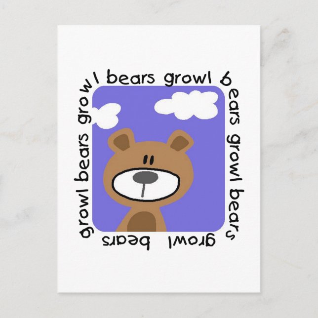 Bears Growl Tshirts och Gifts Vykort (Framsida)