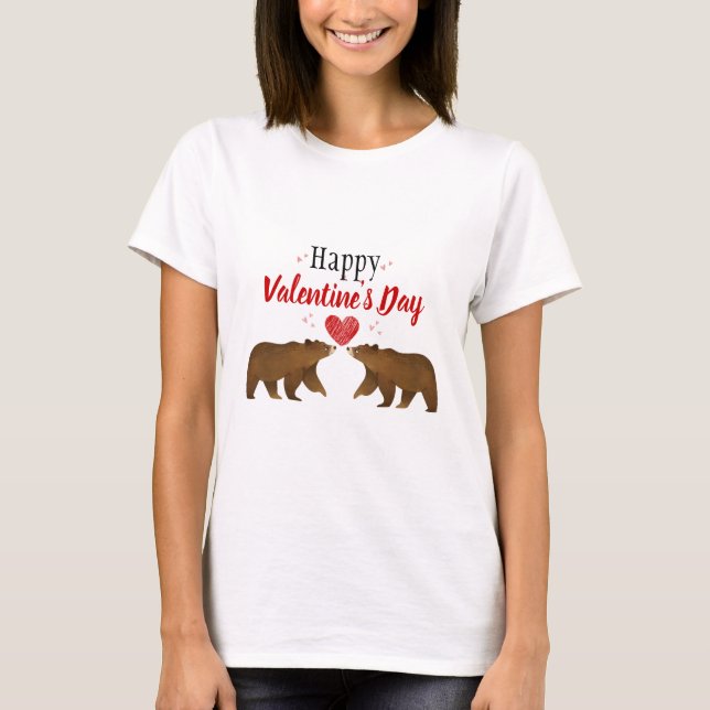 Bears & Hearts Valentine Day T-Shirt (Framsida)