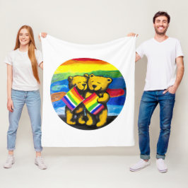 Bears Kärlek par LGBT Rainbow Flagga Fleecefilt