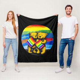 Bears Kärlek par LGBT Rainbow Flagga Fleecefilt