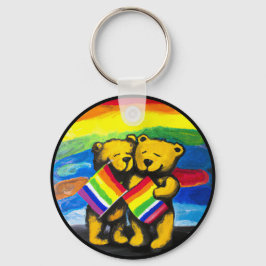 Bears Kärlek par LGBT Rainbow Flagga Nyckelring