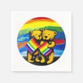 Bears Kärlek par LGBT Rainbow Flagga Pappersservett