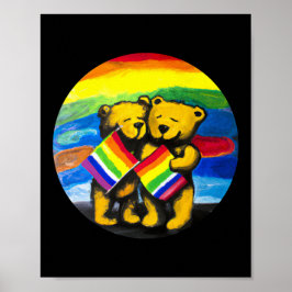 Bears Kärlek par LGBT Rainbow Flagga Poster