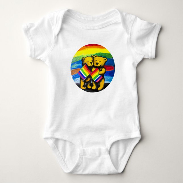 Bears Kärlek par LGBT Rainbow Flagga T Shirt (Framsida)