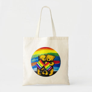 Bears Kärlek par LGBT Rainbow Flagga Tygkasse