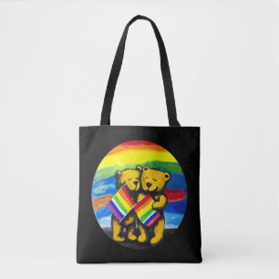 Bears Kärlek par LGBT Rainbow Flagga Tygkasse