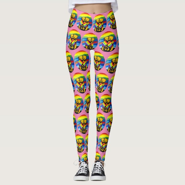 Bears Kärlek par LGBT Rainbow Leggings (Framsida)