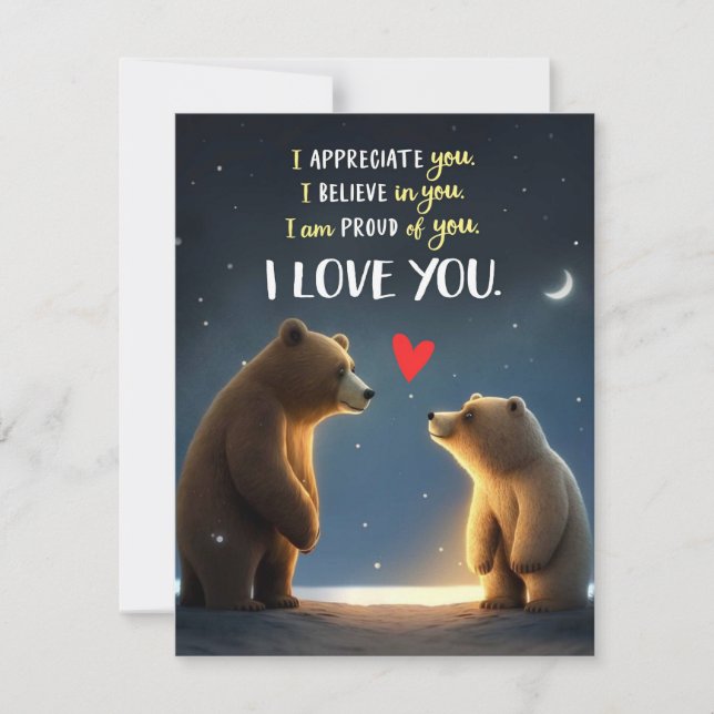 Bears Kärlek You Natt Himlar Card Julkort (Framsida)