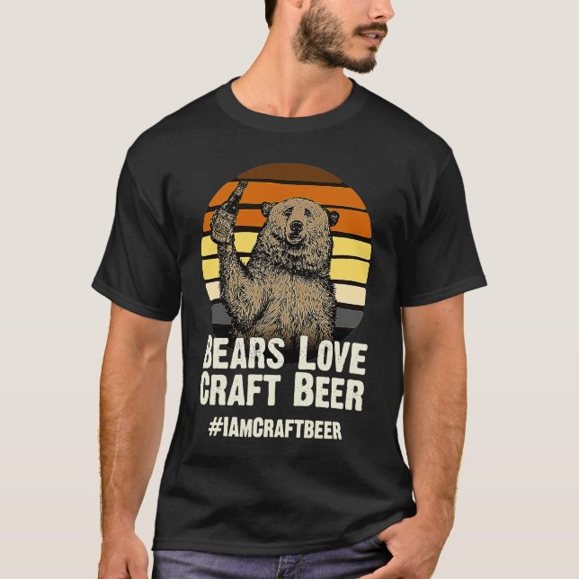 Bears Love Craft Beer Camping Grizzly Pride T Shirt (Framsida)