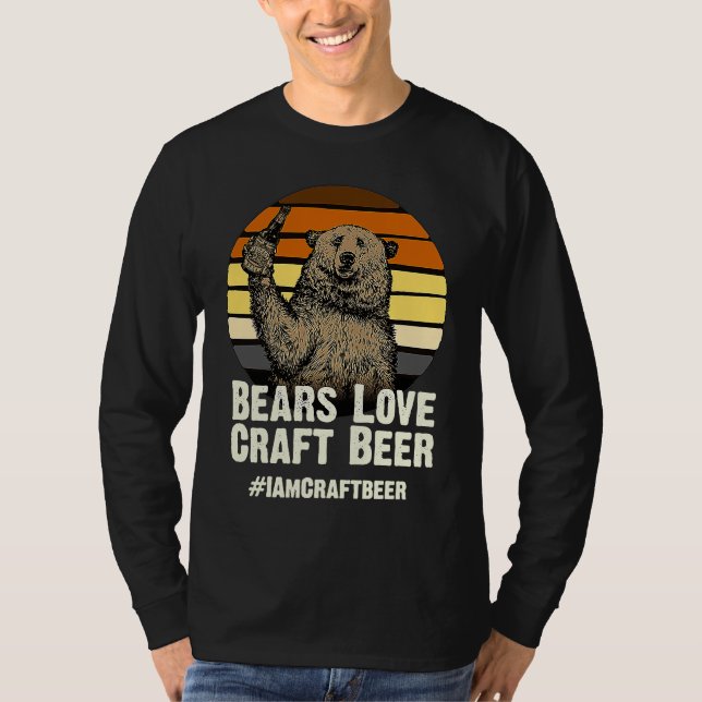 Bears Love Craft Beer Camping Grizzly Pride T Shirt (Framsida)