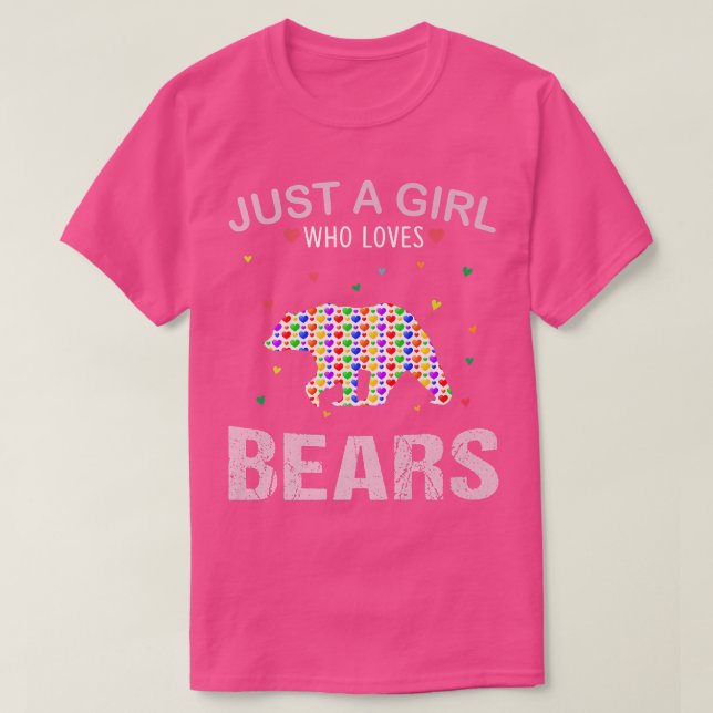 Bears Lover Girls Women Just a Girl Who Loves Bear T Shirt (Design framsida)