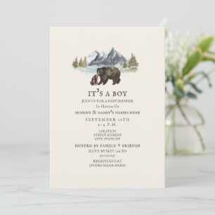 Bears Mountain Watercolor Baby Shower-inbjudan Inbjudningar