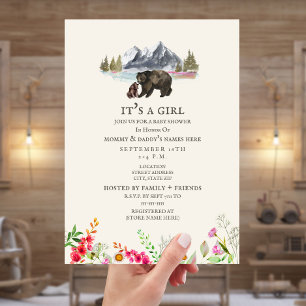 Bears Mountain Wildblomma Baby Shower-inbjudan Inbjudningar