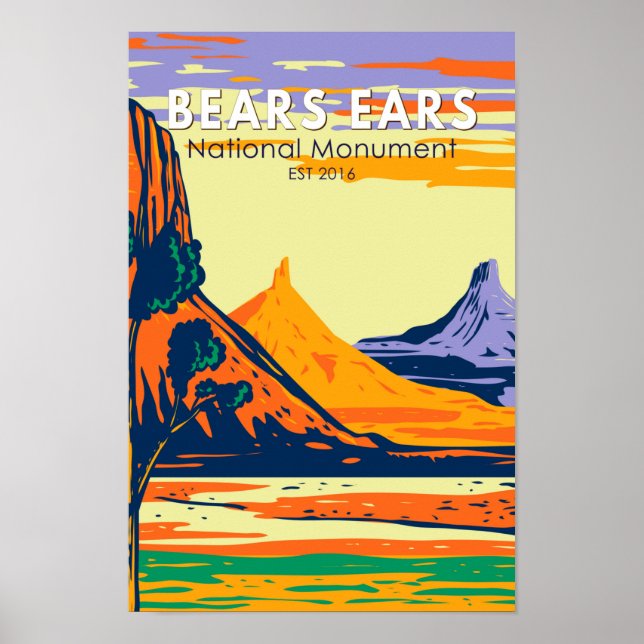 Bears Öron National Monument Utah Retro Poster (Framsidan)