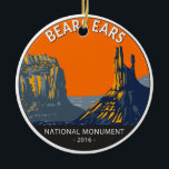 Bears Öron National Monument Utah Vintage Julgransprydnad Keramik<br><div class="desc">Bears Öron vektorgrafik är utformad. Monumentet skyddar den offentliga mark som omger Bears Öron,  ett par buttes,  och den indiska Bäck-korridoren sten klimat.</div>
