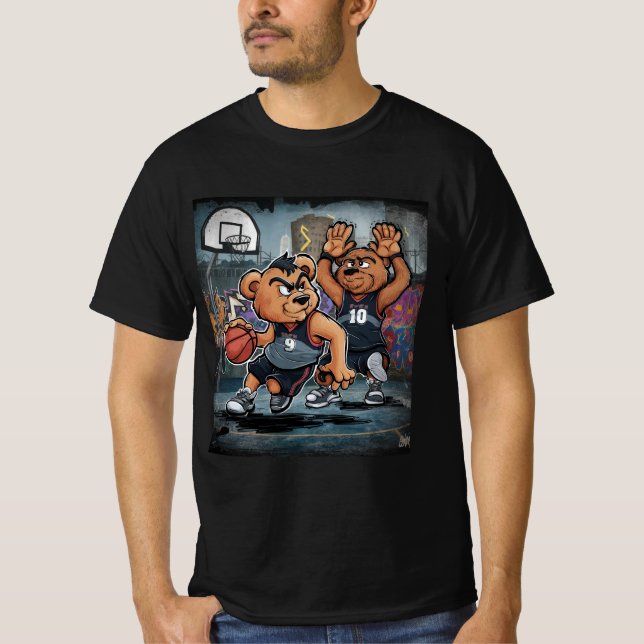 BEARS PLAYING BASKETBALL  T SHIRT (Framsida)