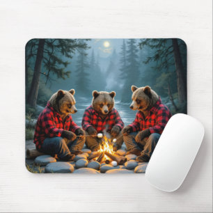 Bears Roasting Marshmallow på Campfire Musmatta