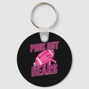 Bears Rosa Out Footbyll Tackle Breast Cancer Nyckelring
