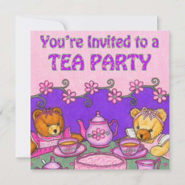 Bears Tea Party Inbjudan (Framsida)