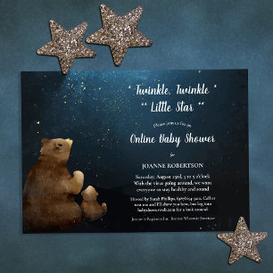 Bears Twinkle Little Star Online Baby Shower Inbjudningar