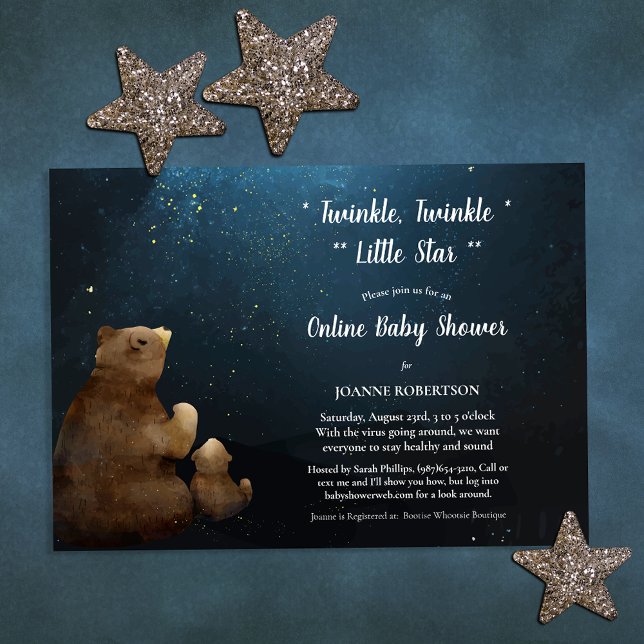 Bears Twinkle Little Star Online Baby Shower Inbjudningar (Skapare uppladdad)