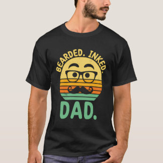 Bearted Inked Pappa Tattoo Älskare Beard Älskare T T Shirt