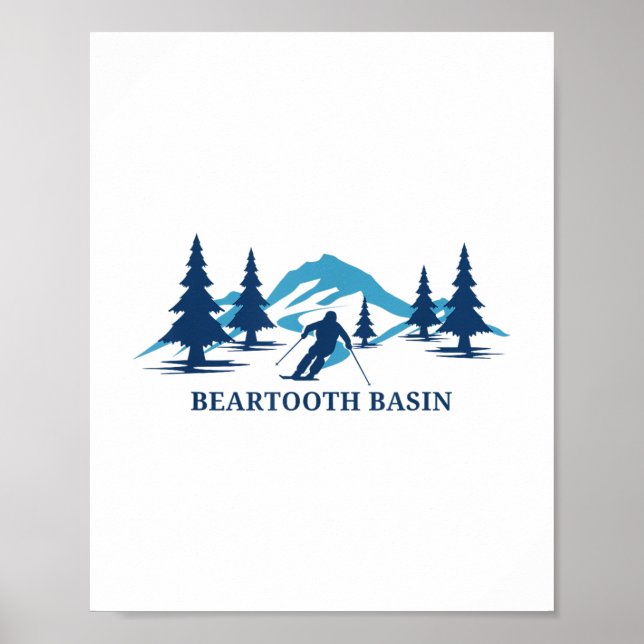Beartooth Basin Wyoming Ski Resort Skiing T- Poster (Framsidan)