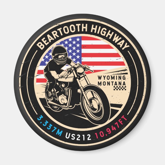 Beartooth Highway All American Road Motorcycle Magnet (Framsidan)