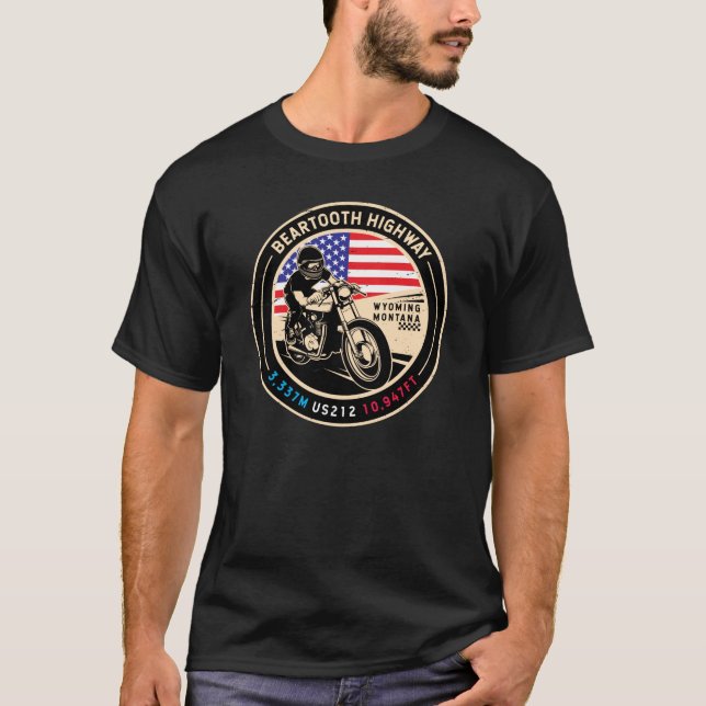 Beartooth Highway All American Road Motorcycle T Shirt (Framsida)