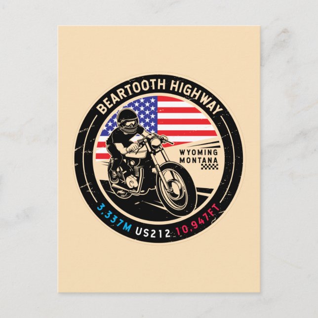 Beartooth Highway All American Road Motorcycle Vykort (Framsida)