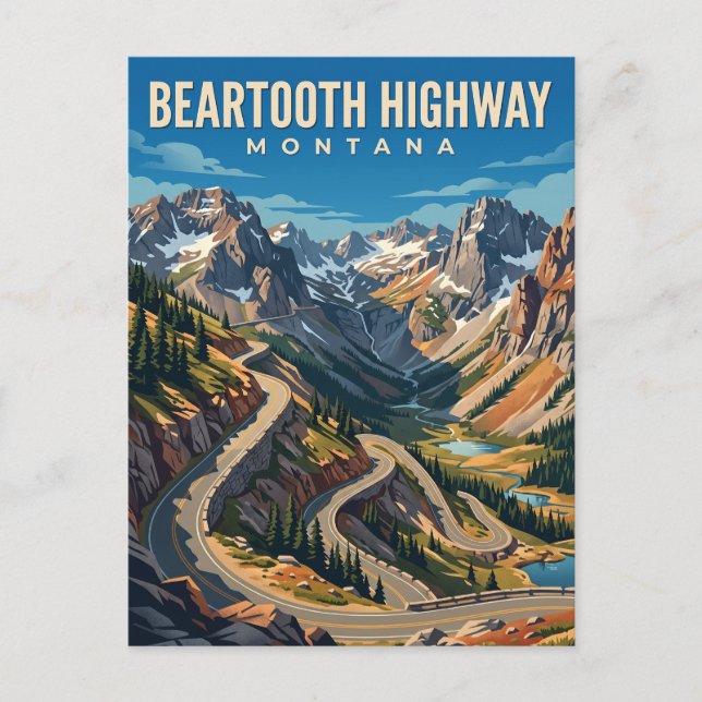 Beartooth Highway Montana Vykort (Framsida)