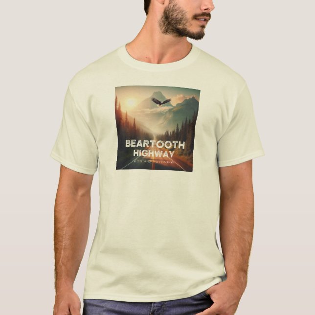 Beartooth Highway Montana Wyoming Eagle T Shirt (Framsida)