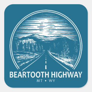 Beartooth Highway Montana Wyoming Forest Fyrkantigt Klistermärke