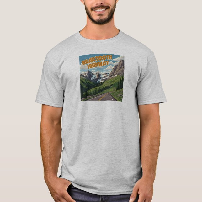 Beartooth Highway Montana Wyoming liggande T Shirt (Framsida)