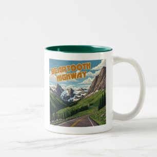 Beartooth Highway Montana Wyoming liggande Två-Tonad Mugg
