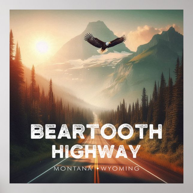Beartooth Highway Montana Wyoming Örn Poster (Framsidan)