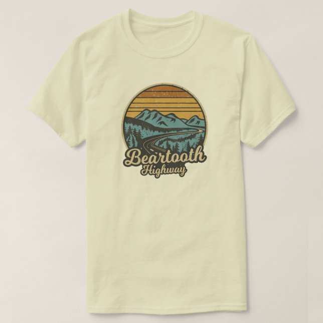 Beartooth Highway Montana Wyoming Retro T Shirt (Design framsida)