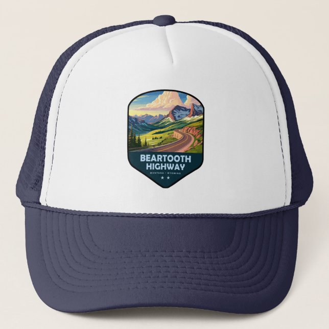 Beartooth Highway Montana Wyoming Shield Keps (Framsida)