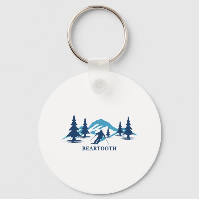 Beartooth Wyoming Ski Resort Skiing Skier T-shirt_ Nyckelring (Framsida)