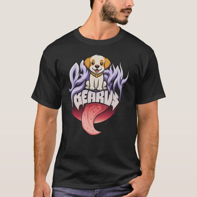 Bearus Cute Dog Tongue Out Cartoon T Shirt (Framsida)