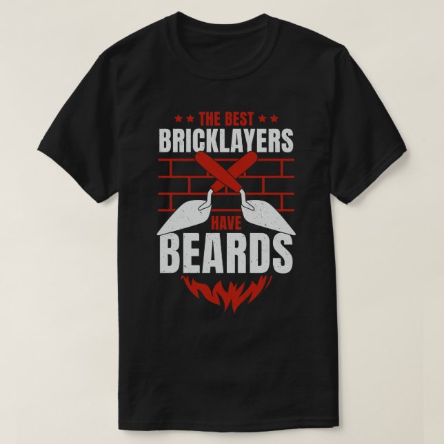 Bearved Brickayer Brick Mason Beard Gift T Shirt (Design framsida)