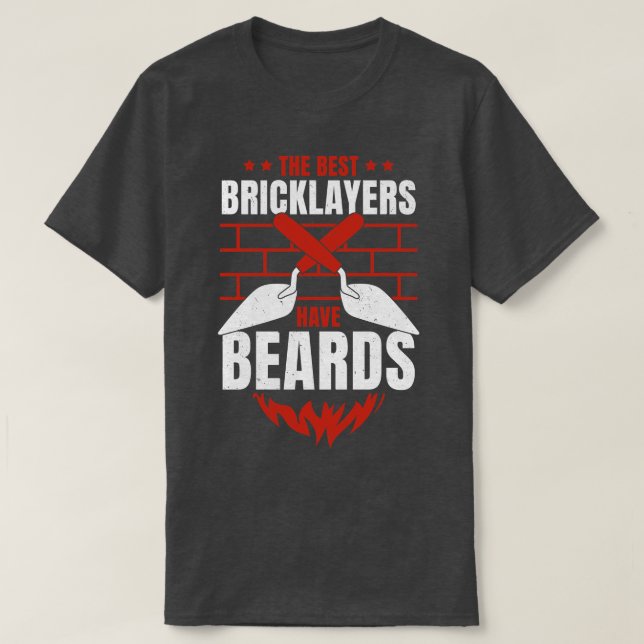 Bearved Brickayer Brick Mason Beard Gift T Shirt (Design framsida)