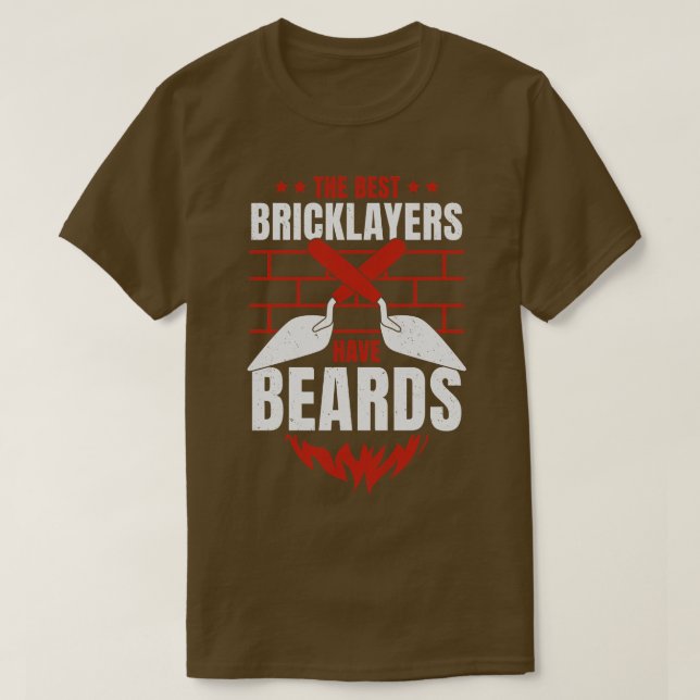 Bearved Brickayer Brick Mason Beard Gift T Shirt (Design framsida)