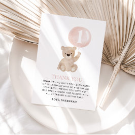 Beary 1: a Birthday Bear Rosa Balloon Tack Kort