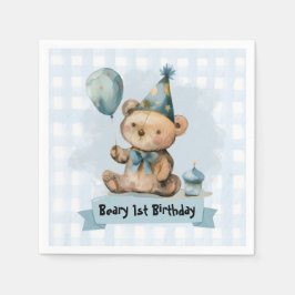 Beary 1-års födelsedagsfest servetter