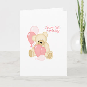 Beary 1st BIrthday (GIRL) Inbjudan