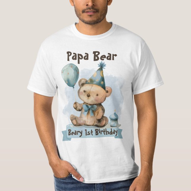 Beary 1st Birthday - Papa Bear T-shirt (Framsida)