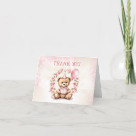 Beary 1st Birthday Rosa ros Nalle Tack Kort