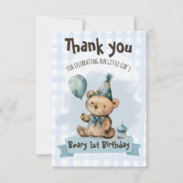 Beary 1st Birthday Thank You Card Tack Kort